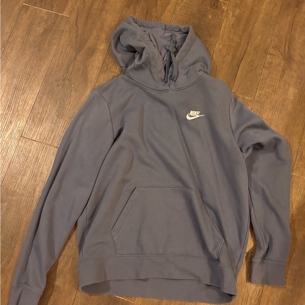 Nike Grey-Blue Logo Hoodie
